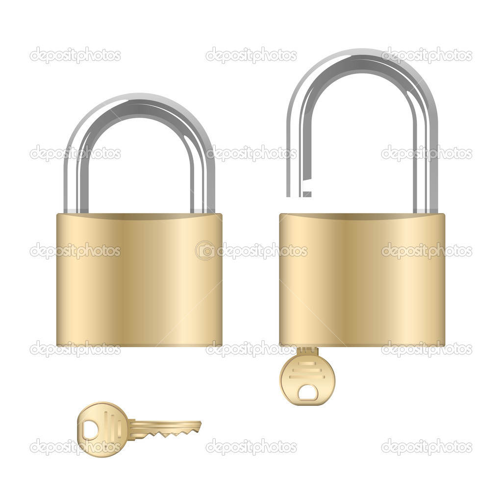 Locked and unlocked padlocks with keys