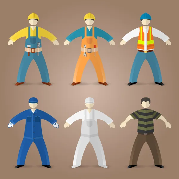 Conjunto de profesiones de trabajadores y constructores — Vector de stock