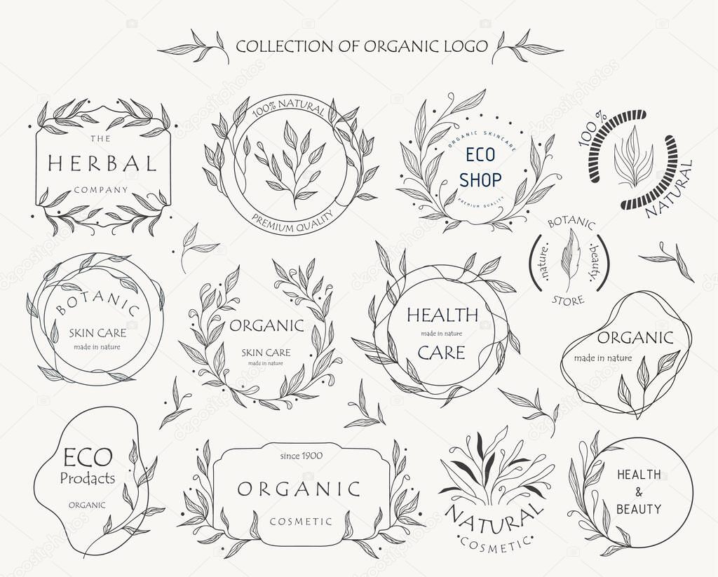 Floral brands and logo design vector collection. Organic themed frames.