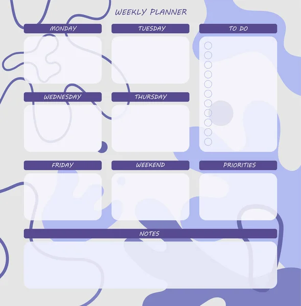 Weekly Planner Template Planner Week Organization Time Abstract Background Illustration — Vetor de Stock