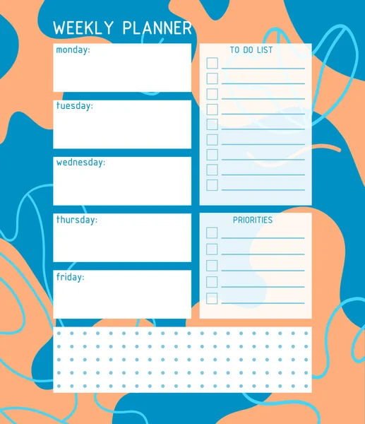 Weekly Planner Template Planner Week Organization Time Abstract Background Illustration — Archivo Imágenes Vectoriales