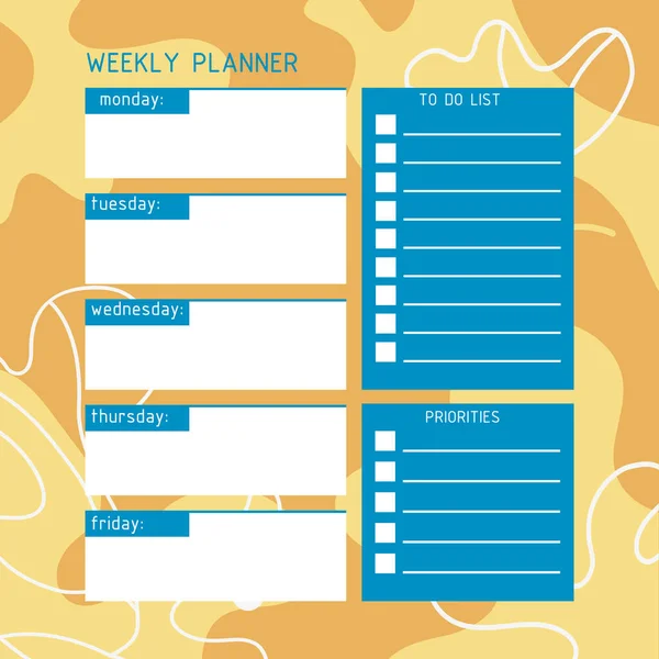 Weekly Planner Template Planner Week Organization Time Abstract Background Illustration — Vetor de Stock