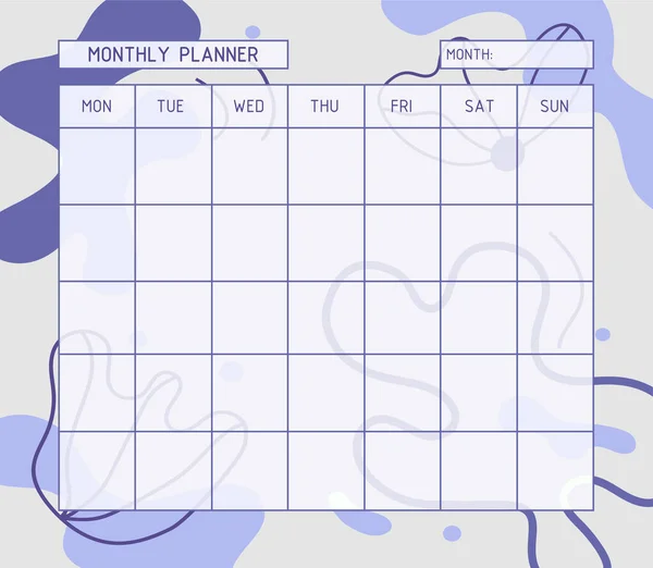 Month Planner Template Calendar Very Peri Planner Month Organization Time — Image vectorielle