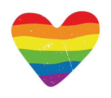 Gökkuşağının arka planında LGBTQ cinsiyet simgesi, vektör illüstrasyonu. Kalp.