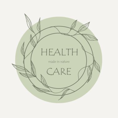 Bitki bitkisi logosu. Organik temalı çerçeve. Vektör illüstrasyonu.