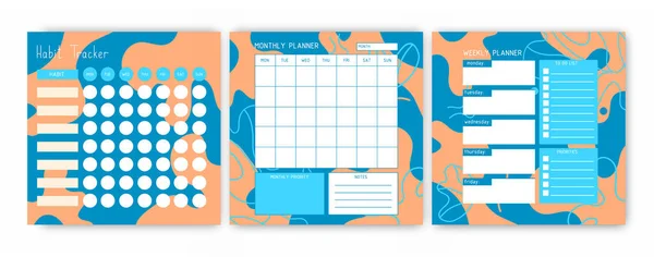 Sjablonen Van Gewoonte Tracker Wekelijkse Planner Maand Planner Een Planner — Stockvector