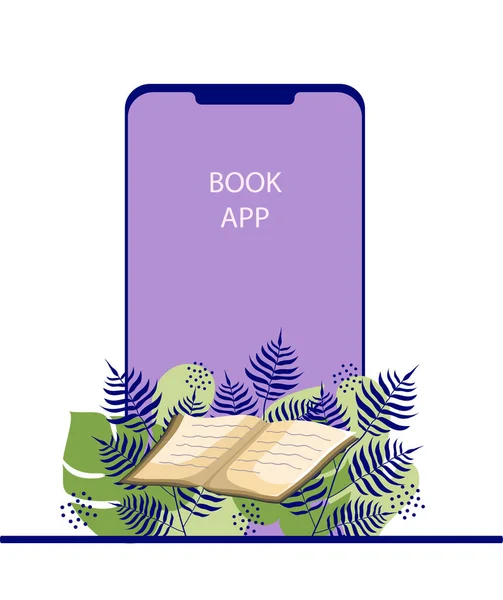 Ilustração Para App Livro Biblioteca Online Aulas Distância Cursos Vídeo — Vetor de Stock