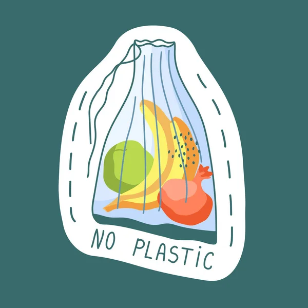 Экологическая Наклейка Тебя Своя Сумка Больше Никакого Пластика Защита Окружающей — стоковый вектор