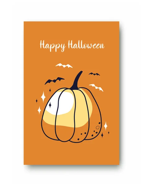 Halloween Card Pumpkin October Perfect Poster Cover Postcard Happy Halloween — Stock Vector