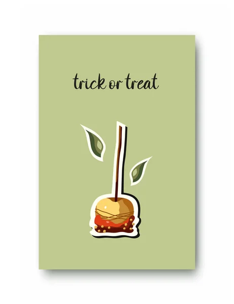 Halloween Card Caramel Apple October Perfect Poster Cover Postcard Happy — Wektor stockowy