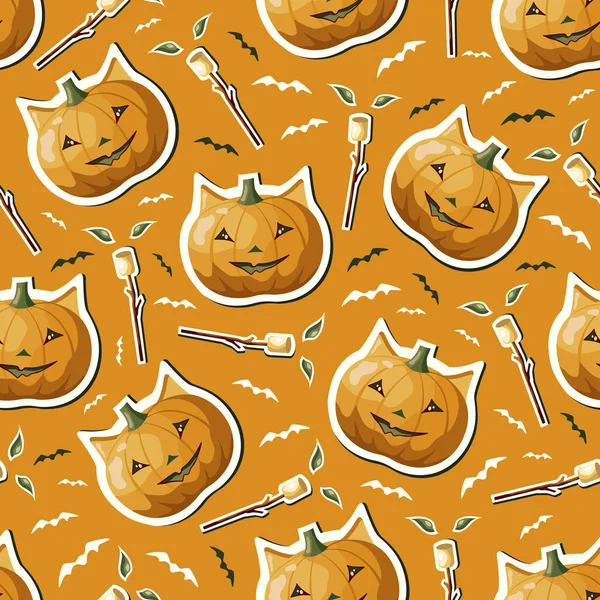 Halloween Seamless Pattern Pumpkins Boo Perfect Textile Wallpaper Print — Wektor stockowy