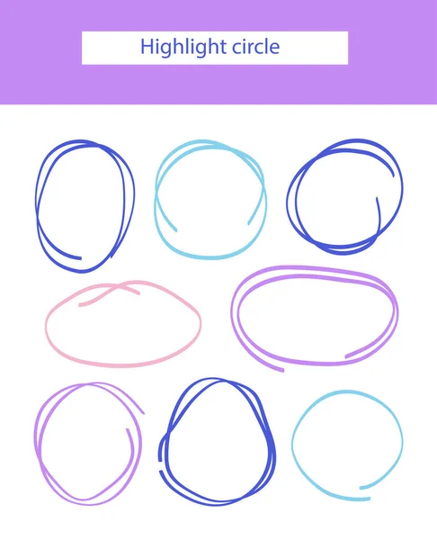 Highlight Circles Set Hand Drawn Scribbles Your Designs — 스톡 벡터