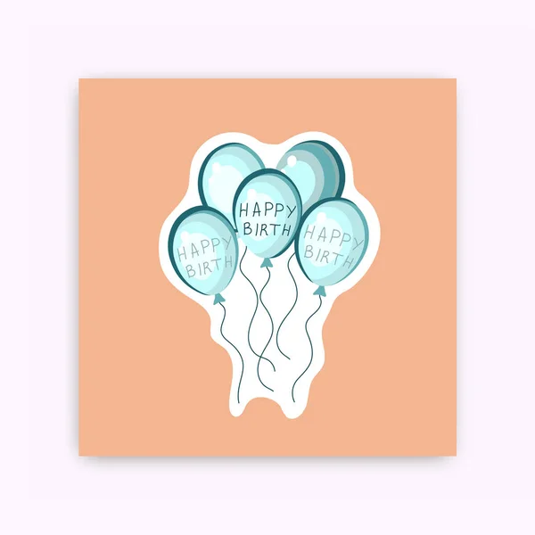 Ein Satz Glückwunschpostkarten Zum Geburtstag Geburtstagsballons Handgezeichnete Illustration Babydusche — Stockvektor
