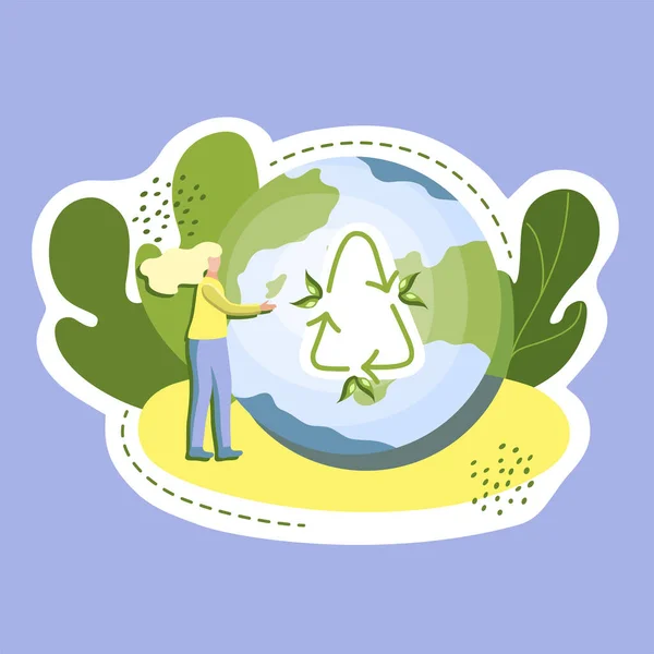 Ecological Sticker Safe Planet Environment Protection Sustainability Concept Reuse Recycle — Vector de stock