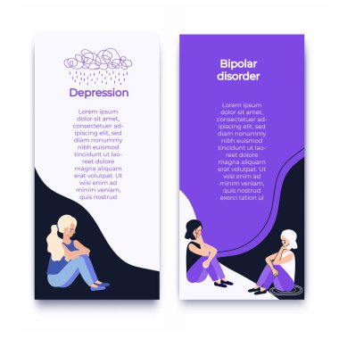 Bipolar bozukluk ve depresyon kitapçığı. Şablon. Akıl sağlığı. Psikoloji.