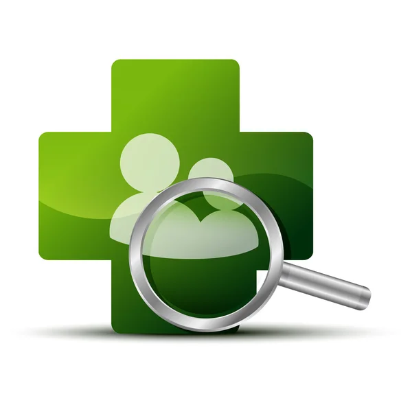 büyüteçle yeşil haç