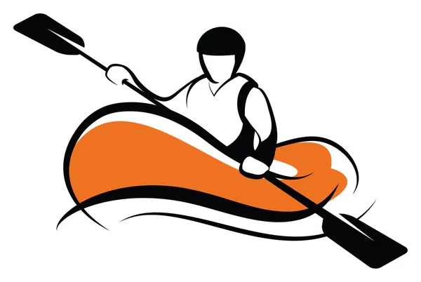 Esbozos del hombre rafting — Vector de stock