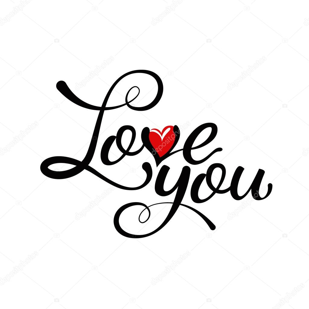 Love you - hand lettering, handmade calligraphy — Stock Vector ...