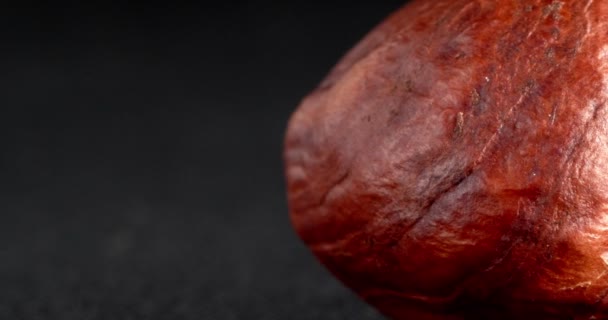 Текстура очищенного орешка. Макро-орех без кожуры. — стоковое видео