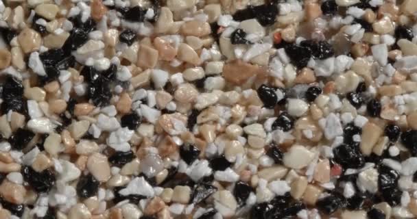 Die Textur Eines Kleinen Marmorsteins Nahaufnahme Makro Marmorgranulat Beige Und — Stockvideo