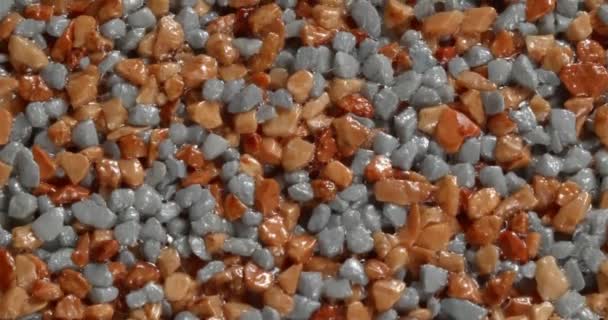 Close-up textuur van fijne marmeren chips. Blauwe en grijze kleur. — Stockvideo