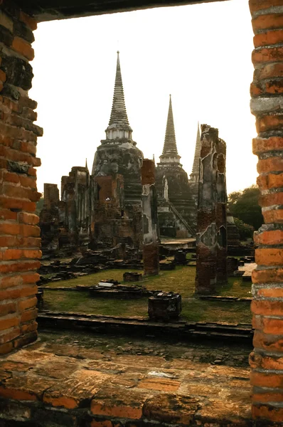 Buddha-Status und Tempel im historischen Park von Ayutthaya — Stockfoto