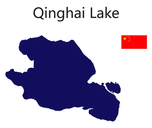 Silhouette Grande Lago Mondiale Qinghai Con Bandiere Dei Paesi Cui — Vettoriale Stock