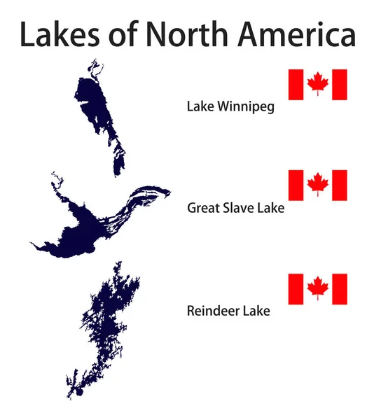 Ensemble Silhouettes Des Grands Lacs Amérique Nord Lac Reindeer Grand — Image vectorielle