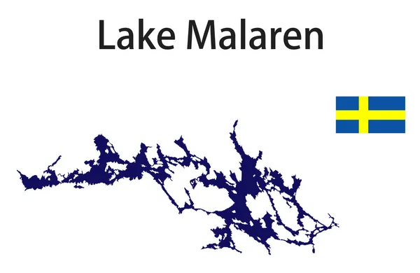 Silhouette Grand Lac Monde Malaren Avec Les Drapeaux Des Pays — Image vectorielle
