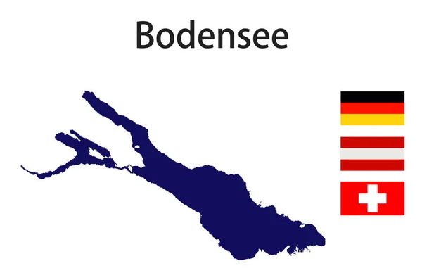 Sziluett Egy Nagy Világtó Bodensee Zászlók Országok Ahol Található Vektor — Stock Vector