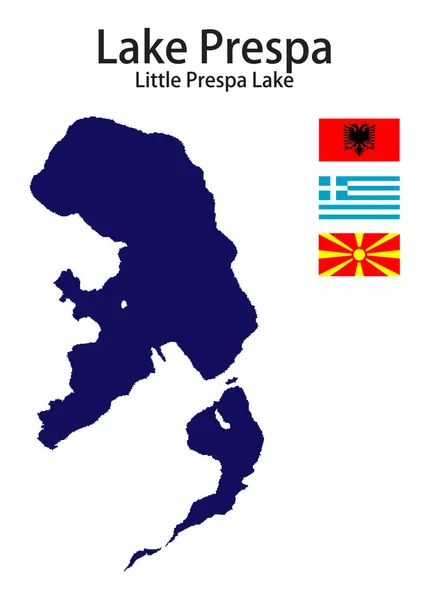 Silhouette Grand Lac Monde Prespa Avec Les Drapeaux Des Pays — Image vectorielle