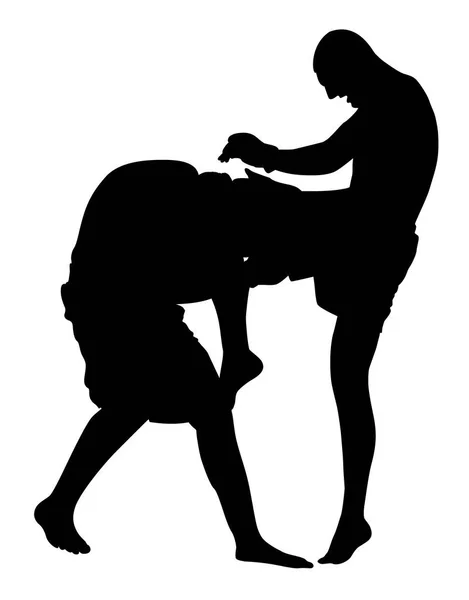 Silhouette Pankration Athletes Fight Vector Illustration — Stockvektor