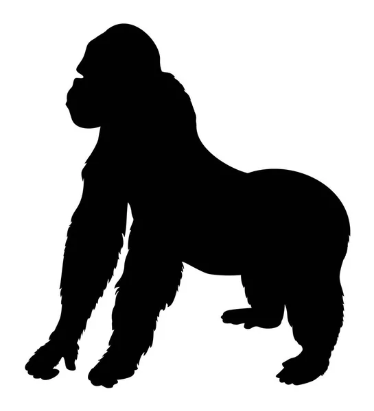 Silhouette Gorilla Animal Vector Illustration — Stock Vector