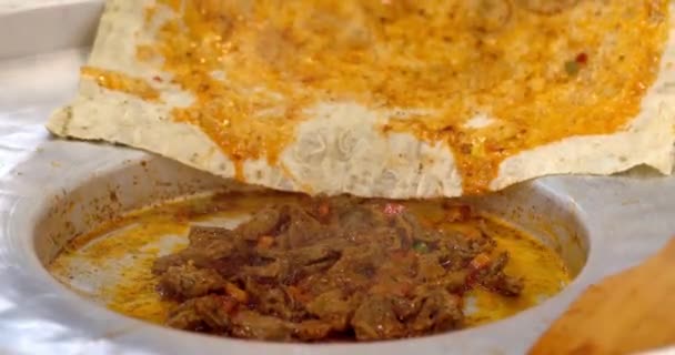 Ψήσιμο Κρέατος Για Μαγείρεμα Ενός Κεμπάπ Tantuni — Αρχείο Βίντεο