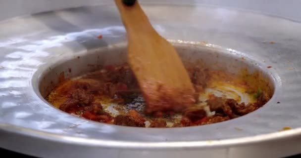 Pieczenie Mięsa Gotowania Kebabu Tantuni — Wideo stockowe