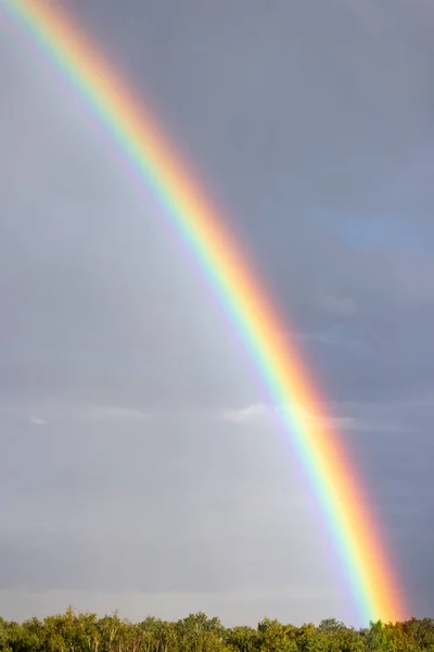 Rainbow Colorful Sunset Blue Pink Sky Yellow Clouds Skyline Blue — Stock fotografie