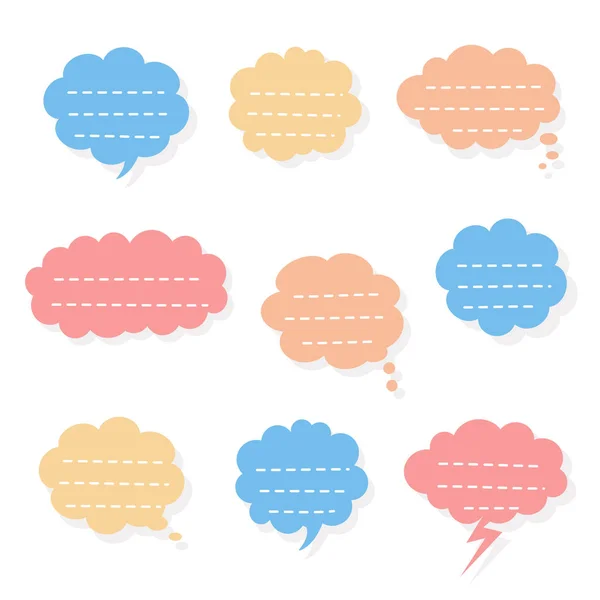 Collection Set Blank Pastel Color Hand Drawing Dashed Line Speech — Stockvektor