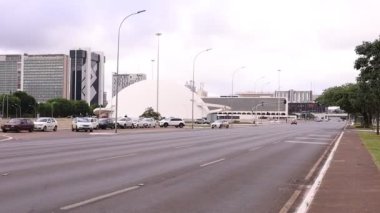 Brazil, Federal District - December 05, 2021: Car traffic near the Banking Sector South in the city of Brasilia.