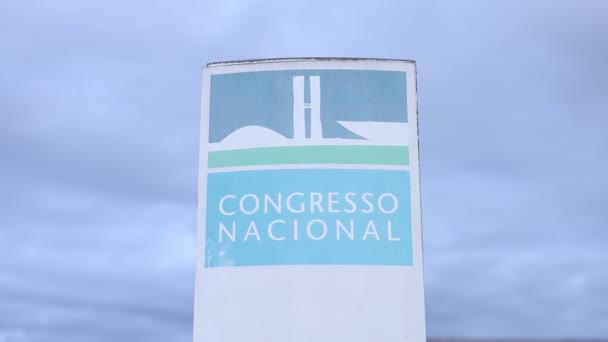 Information Board National Congress Brazil City Braslia Cloudy Day Late — Stock Video