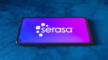 Brasilia, Federal district - Brazil. 2022. Serasa logo on the smartphone screen. Serasa is a Brazilian brand of analysis and information for credit decisions and business support.