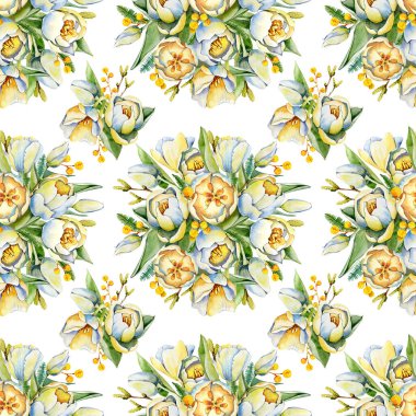Lale çiçeği dijital kağıt, bahar çiçeksiz desen, düğün tasarımı için el çizimi suluboya illüstrasyon, Paskalya, Anneler Günü, koleksiyon defteri.