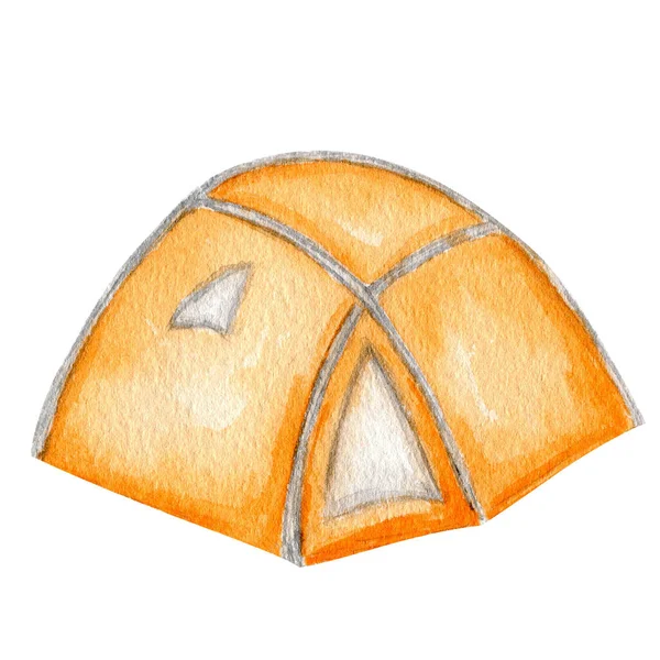 Akwarelowy namiot turystyczny, aktywny wypoczynek i kampanie sportowe dla letniej izolowanej ilustracji na białym tle — Zdjęcie stockowe