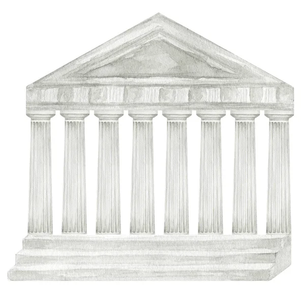 Parthenon Greece Temple Watercolor Illustration Greek Ancient Architecture Acropolis Citadel — Photo