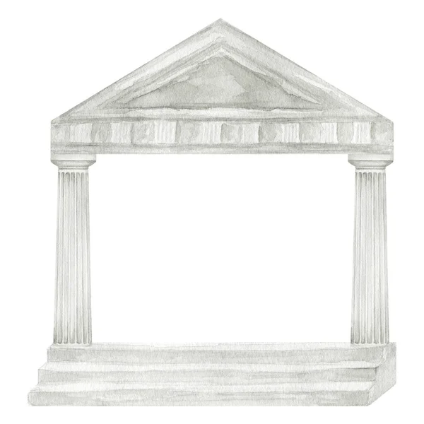 Parthenon Greece Temple Frame Watercolor Illustration Greek Ancient Architecture Acropolis — Foto de Stock