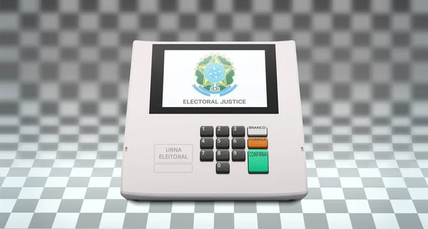 Urna Electoral Brasil Urna Electrónica Terminal Estación Votación Con Teclado — Vector de stock