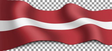 Long flag of Latvia on a transparent background. Flag for any illustrations related to holidays of Latvia and country in general. Vector illustration. clipart