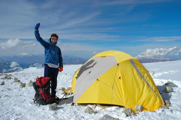 Pieszych na drodze do aconcagua — Zdjęcie stockowe