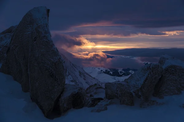 Západ slunce ve francouzských Alpách, chamonix — Stock fotografie