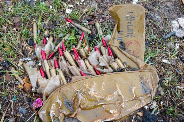 Ammunition Bullets Iron Shell Ukraine War Ammunition Bullets Metal Shell —  Fotos de Stock
