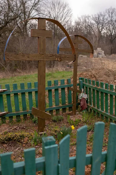 Kyiv Ukraine Apr 2022 Photography Theme Old Grave Cross Ukraine — Stock Photo, Image